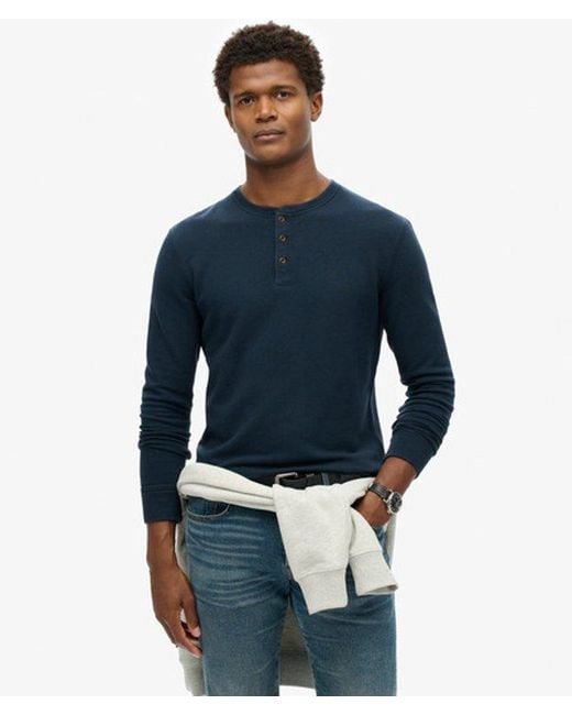Superdry Blue The Merchant Store - Grandad Top for men