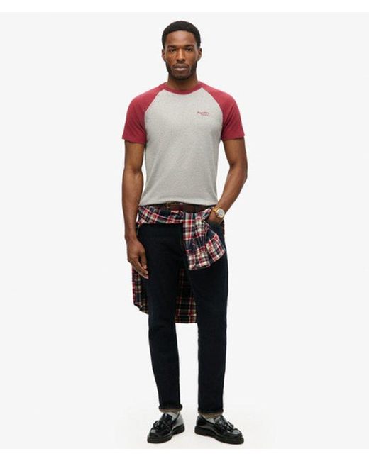 Superdry Red & Co Organic Cotton Essential Logo Baseball T-shirt for men