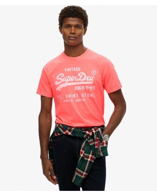 Superdry Red & Co Vintage Logo Neon Relaxed T-shirt for men