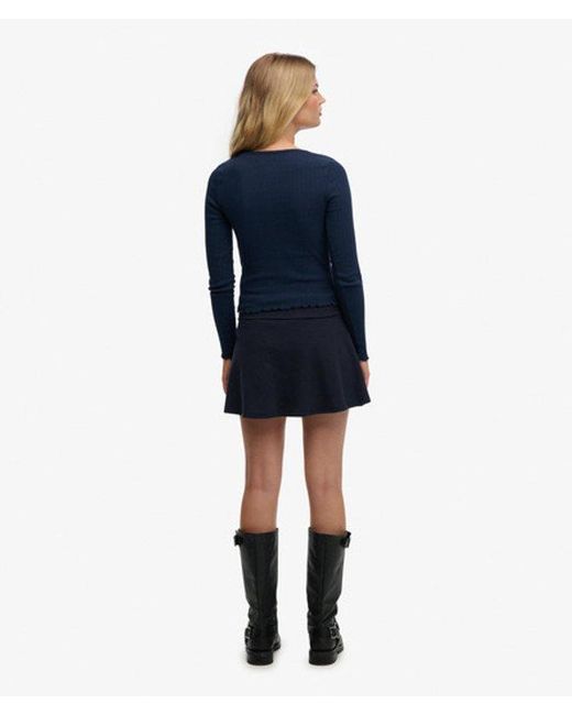 Superdry Blue Athletic Essentials Fold Over Skirt