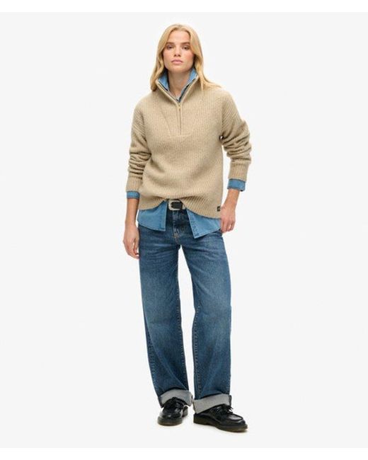 Superdry Blue & Co Essential Zip Neck Jumper