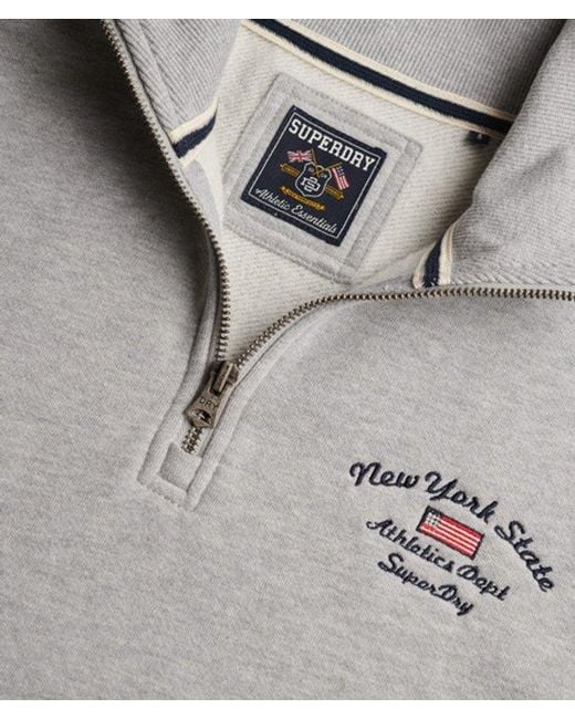 Superdry Gray & Co Athletic Essentials Graphic Half Zip Sweatshirt