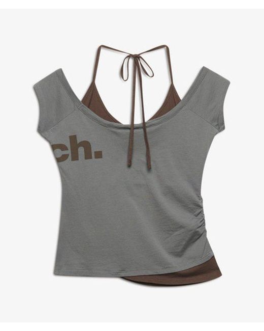 Superdry Gray Bench X & Co Bench Two-in-one Halter Top