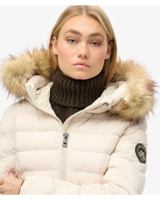 Veste rembourrée à capuche en fourrure synthétique fuji Superdry en coloris Natural