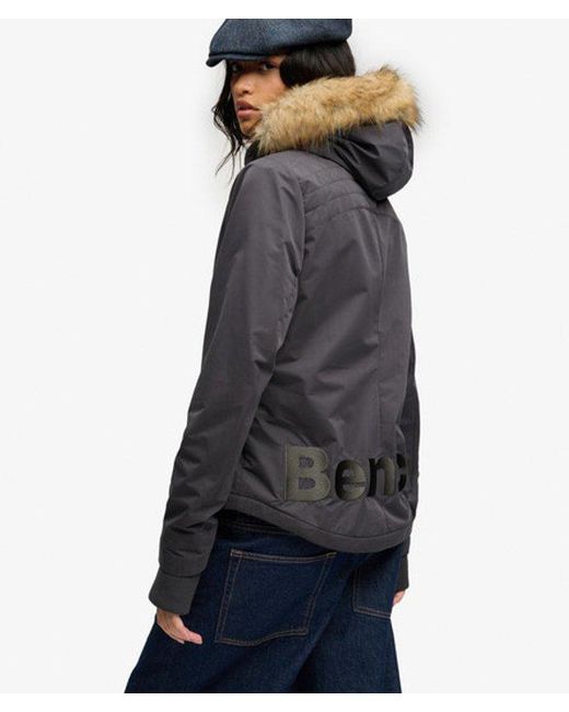 Superdry Blue Bench X & Co Bench Faux Fur Hooded Windcheater Jacket