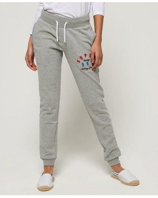 Superdry White Applique Lite Joggers Pebble Marl