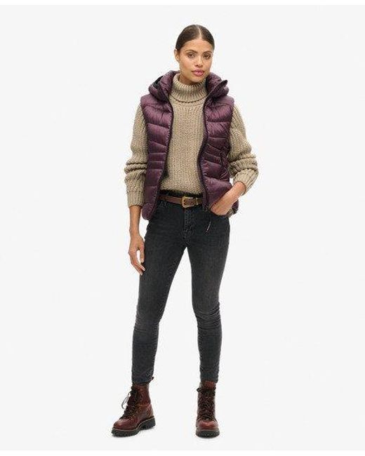 Superdry Gewatteerde Fuji Bodywarmer Met Capuchon in het Purple