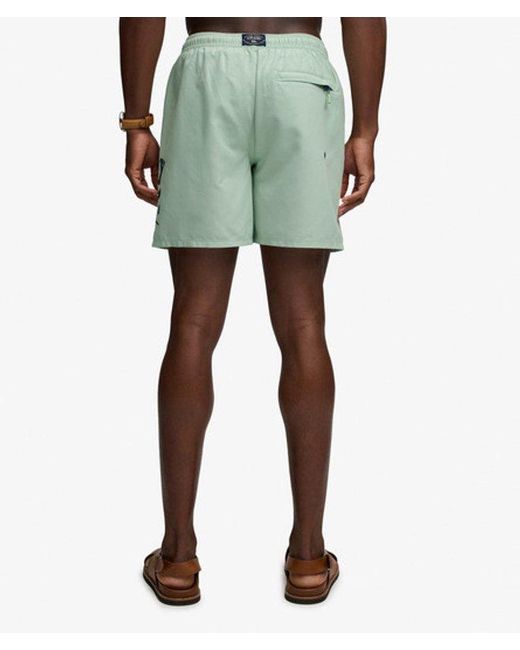 Superdry Green & Co Printed Logo 16-inch Swim Shorts for men