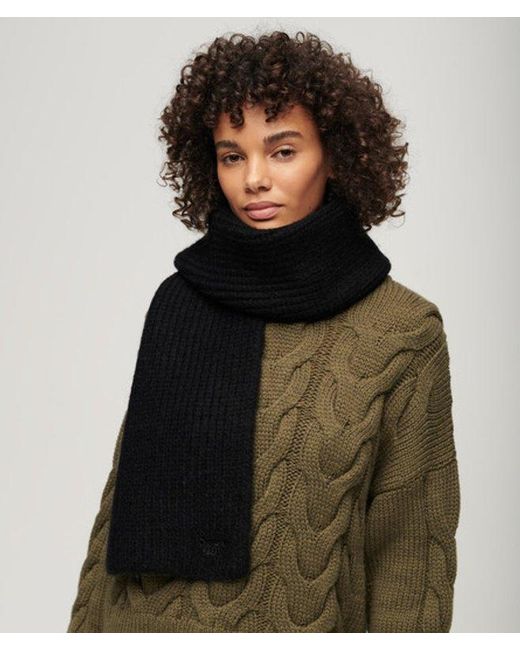 Superdry Black & Co Ribbed Knit Scarf