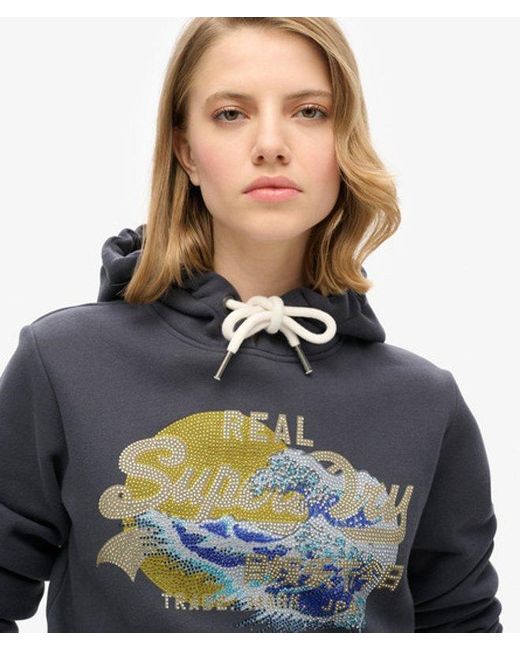 Sweat à capuche vintage logo tokyo Superdry en coloris Blue