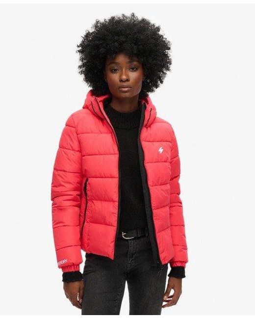 Superdry Ladies Embroidered Hooded Spirit Sports Puffer Jacket