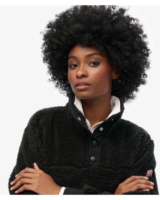 Superdry Black & Co Super Soft Popper Neck Teddy Fleece