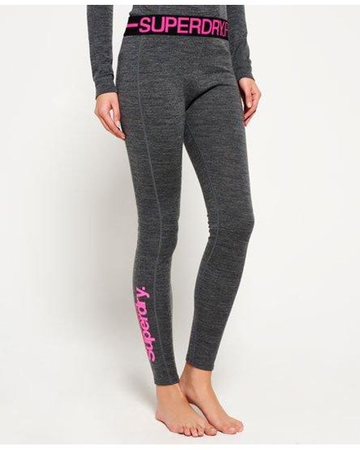 Superdry Gray Merino Base Layer Leggings Grit