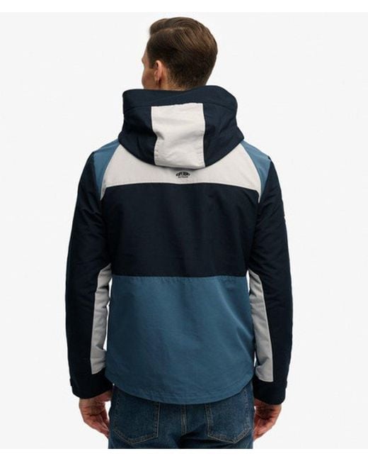 Superdry Blue & Co Hooded Colour Block Windbreaker Jacket for men