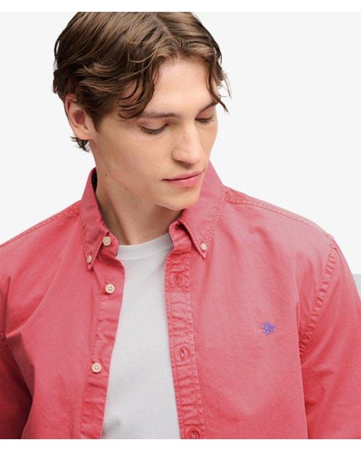 Superdry Red & Co Garment Dyed Long Sleeve Shirt for men