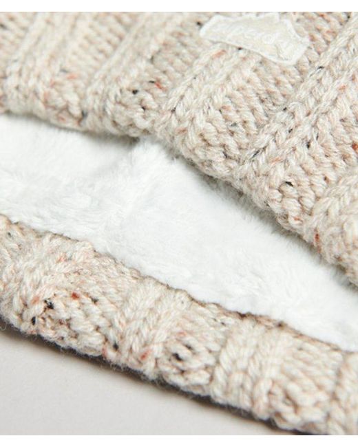 Superdry Natural & Co Cable Knit Bobble Beanie