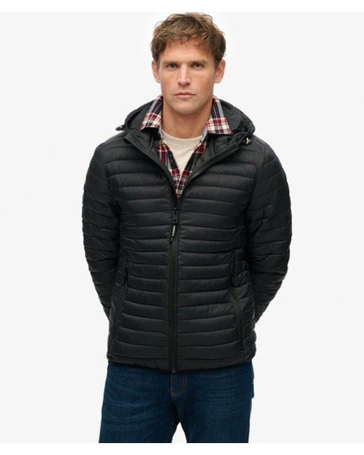 Superdry Black Hooded Fuji Lite Jacket for men