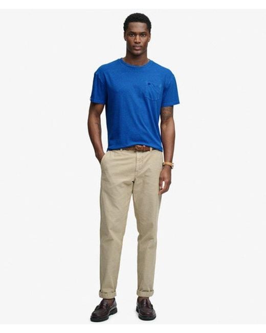 Superdry Blue & Co Classic Cotton Linen Pocket T-shirt for men