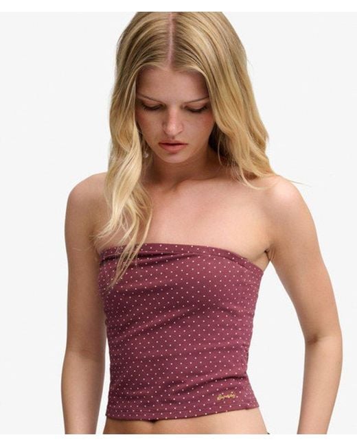Superdry Purple & Co Athletic Essentials Jersey Bandeau Top