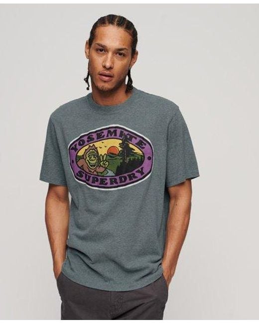 Superdry Gray Travel Postcard Graphic T-shirt for men
