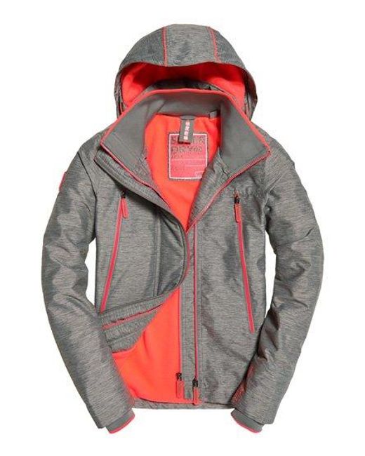 Superdry Gray Pop Zip Velocity Sd-Windcheater Jacket Mega Grit/Shock Coral