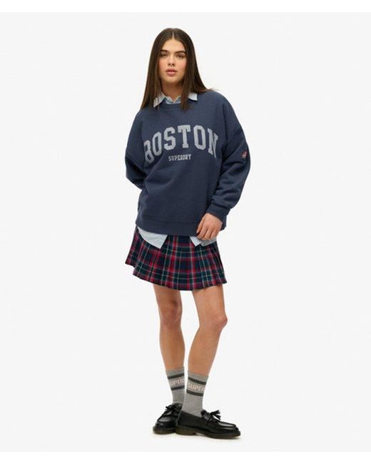 Superdry Blue Athletic Essentials Oversized Crew Sweatshirt