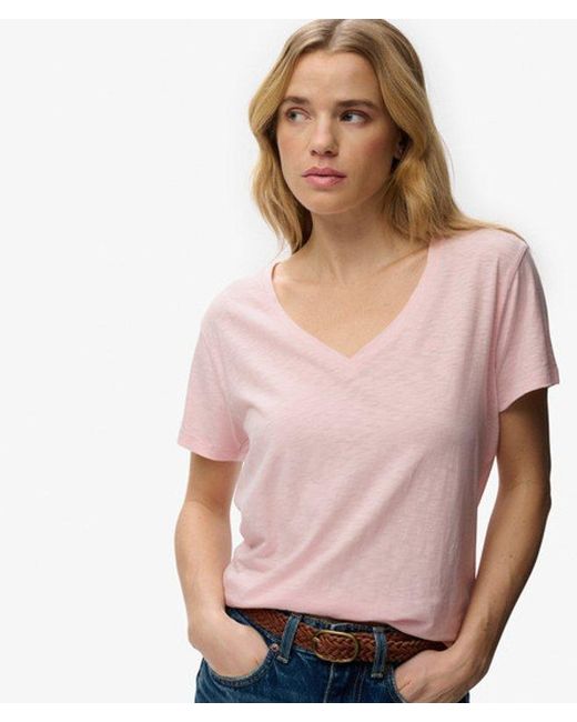 Superdry Pink & Co Studios Slub Embroidered T-shirt