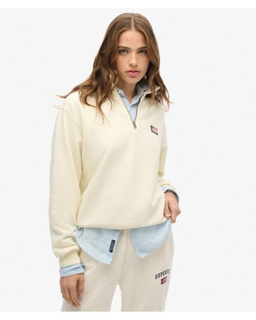 Superdry White Athletic Essentials Collared Half Zip Sweatshirt