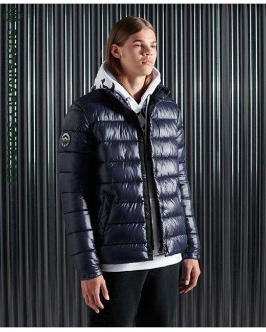 Superdry Synthetic High Shine Quilted Puffer Jacket in Navy (Blue) for Men  - Lyst