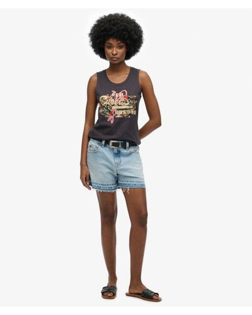 Superdry Gray & Co Vintage Logo Tokyo Scoop Neck Tank Top