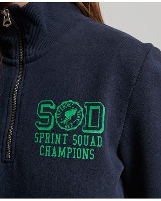 Superdry Blue Oversized Track & Field Half Zip Track Top Eclipse