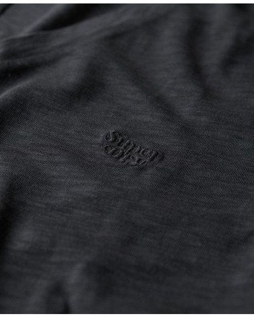 Superdry Black Slub Embroidered V-neck T-shirt