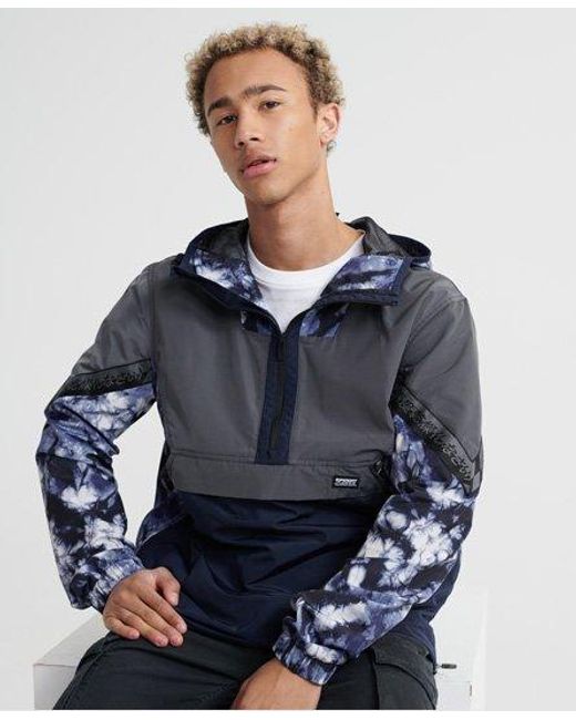 Superdry Blue Jared Overhead Cagoule Jacket Moody Tie Dye for men