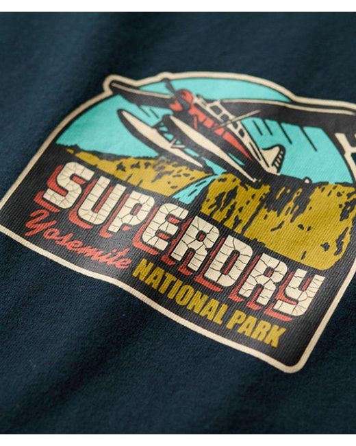 Superdry Blue & Co Travel Postcard Chest Print T-shirt for men