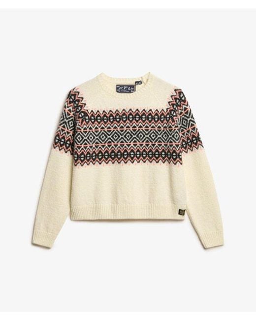 Superdry Gray Fairisle Pattern Crew Jumper