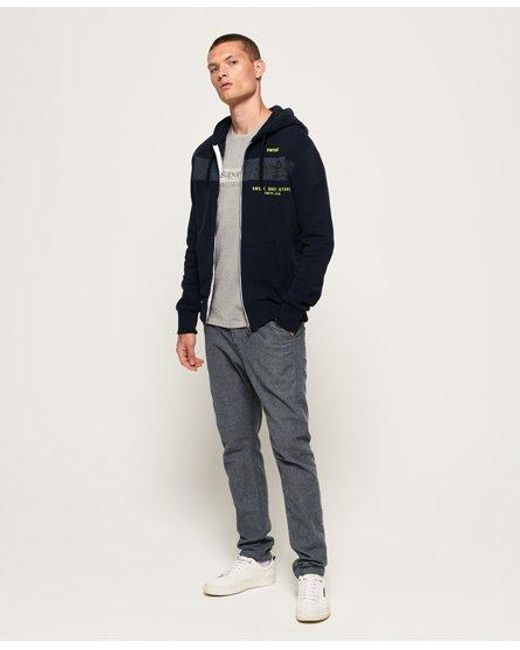 Superdry Blue Sweat Shirt Shop Magma Panel Zip Hoodie Eclipse for men