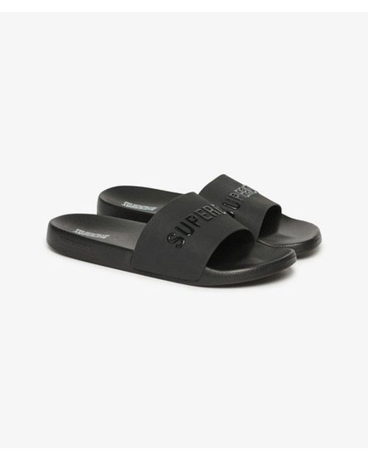Superdry Black & Co Logo Pool Sliders for men