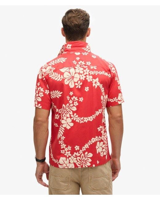 Superdry Red & Co Classic Floral Print Hawaiian Shirt for men