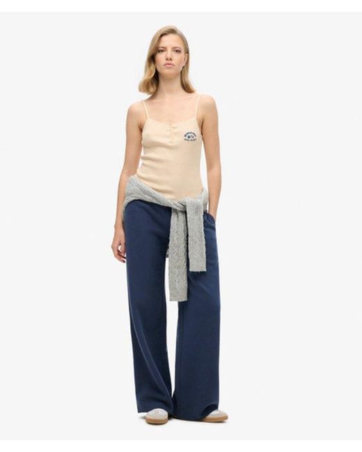 Superdry Athletic Essentials Button Down Cami Top in het Blue