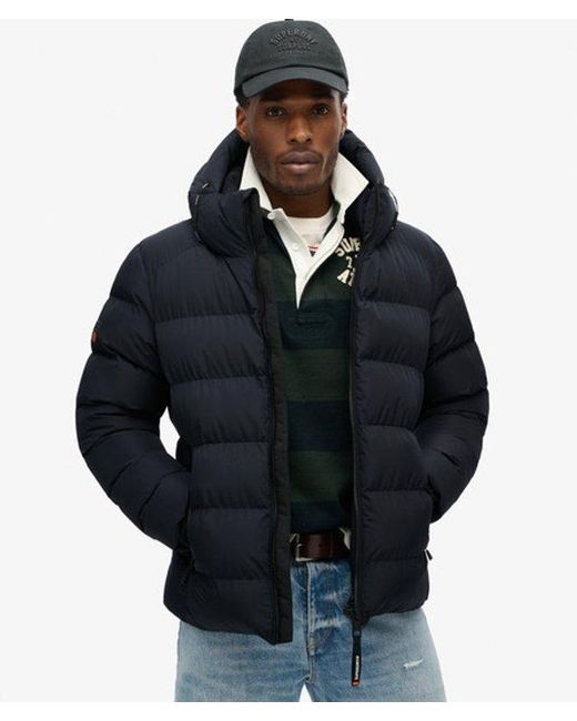 Superdry Black & Co Hooded Sports Puffer Jacket for men