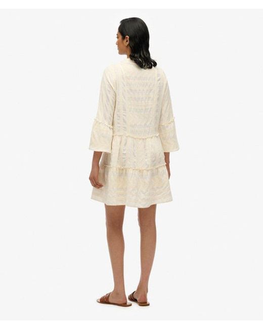 Superdry Natural & Co Ibiza Long Sleeve Tiered Mini Dress