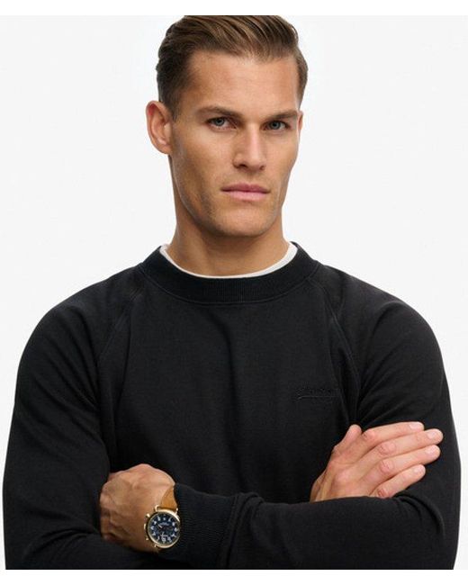 Superdry Black & Co Essential Logo Raglan Crew Sweatshirt for men