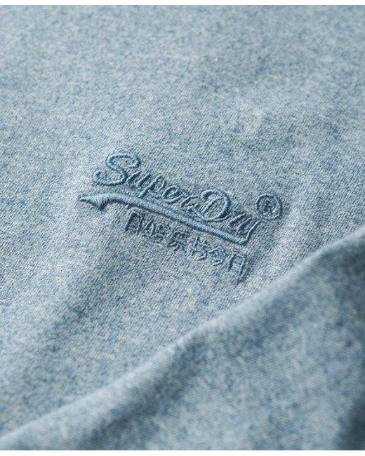 Superdry Blue Organic Cotton Vintage Logo Embroidered Henley Top for men
