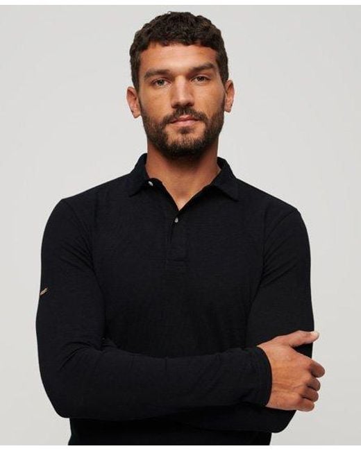 Polo en jersey à manches longues studios Superdry pour homme en coloris Black