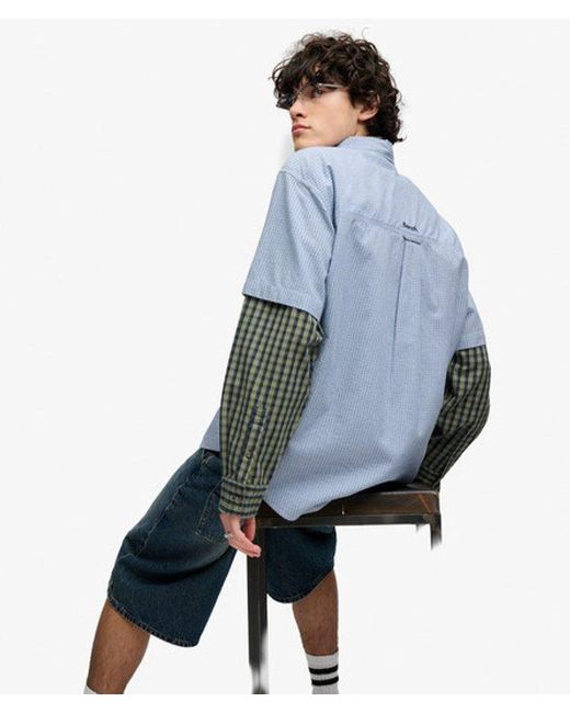 Superdry Gray Bench X & Co Bench Skater Check Short Sleeves Shirt for men