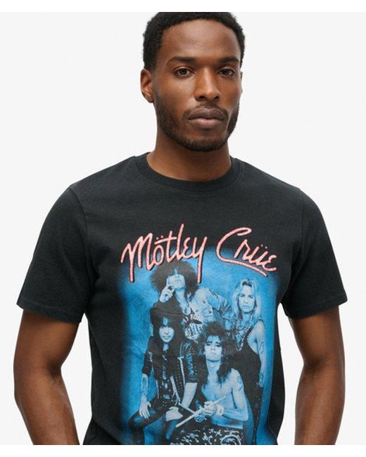 Superdry Blue & Co Mötley Crüe X & Co Limited Edition T-shirt for men