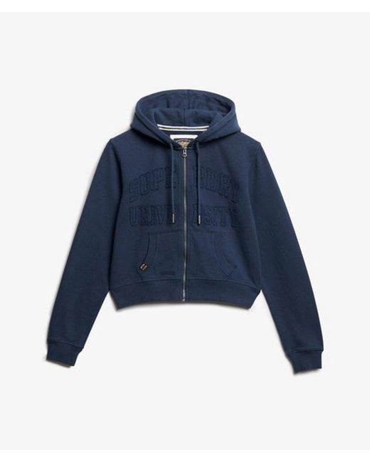 Superdry Blue & Co Athletic Essentials Tonal Cropped Zip Hoodie