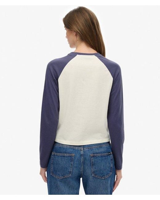 Superdry Blue & Co Essential Logo Long Sleeve Baseball Top