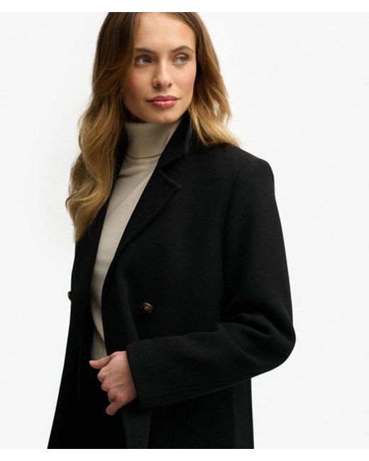 Superdry Black Double Breasted Pea Coat