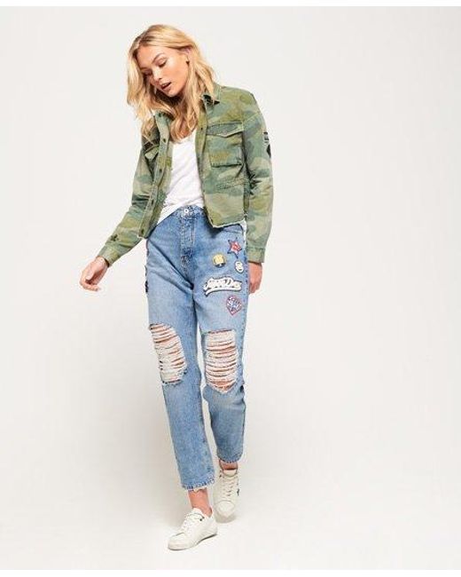 Superdry Green Utility Crop Jacket Washed Camo